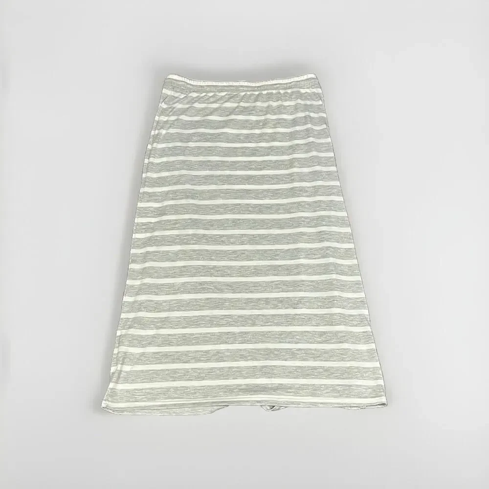 Sonoma Maxi Skirt Grey White Striped Drawstring Size PL